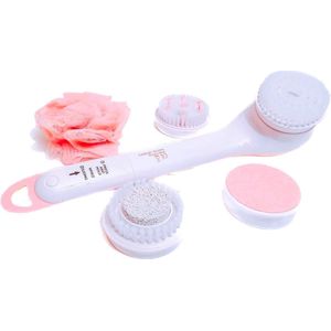 Spa Brush - Doucheborstel - Mini Spa - 5 Borstels - Massage Scrub Tool - Badborstel - Rug - Roze/Wit