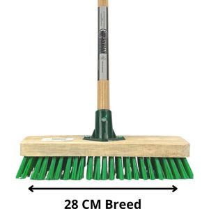 Synx Tools Mos & Tegelborstel 28cm - Mosbezem bezem met Steel 120 cm - Schrobbezem - Mos - Onkruidborstel - Veger - Harde