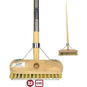Synx Tools Fiber Schrobbezem met Steel 150 cm - Luiwagen met steel - borstel met steel - 22cm - Schrobborstel - Schrobber - Vloerschrobber - Schoonmaakbezem - douche