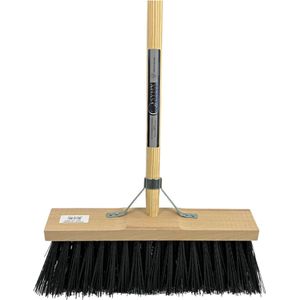 Synx Tool - Nylon Straatbezem - Zwart - 40 cm - Bezem met Houten Steel 150 cm