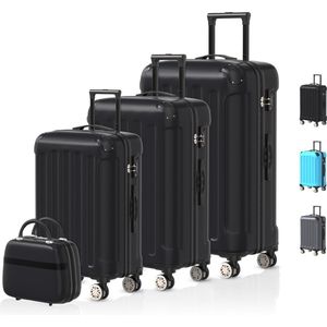 Voyagoux® 4-delige kofferset - ABS kofferset - L / M / S / XS - Koffer - Zwart