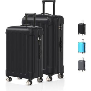 Voyagoux® Kofferset 2 delig - ABS kofferset - M / L - Koffer - Zwart