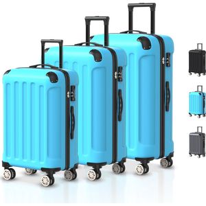 Voyagoux® Kofferset 3 delig - ABS kofferset - L / M / S - Koffer - Lichtblauw