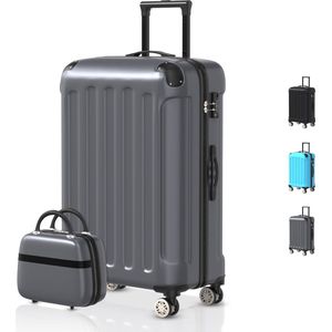 Voyagoux® Kofferset 2 delig - ABS kofferset - XS / L - Koffer - Donkergrijs