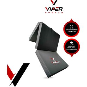 Viper Sports SleepFlex – Professionele opvouwbare turnmat – Yoga – Yogamat – Extra dikke sportmat – Gymnastiekmat – L195xB85xH10 cm – Zwart