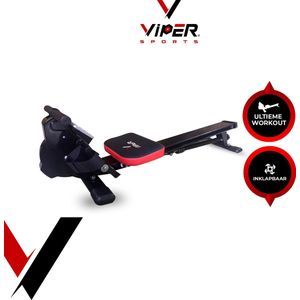 Viper Sports ZeusRow – Roeitrainer – Roeimachine met magnetische weerstand – 40x140x34 cm – Zwart/Rood