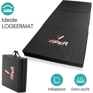 Viper Sports SleepFlex - Professionele Opvouwbare Slaapmat - Logeermat - Draagbaar Matras - Extra dik - L195xB85xH10 cm – Zwart