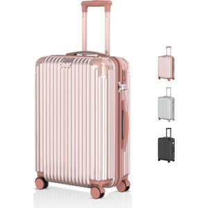 Voyagoux® - Reiskoffer Medium - 72L - Koffers - Reiskoffer met wielen - Rosé goud - TSA Slot