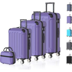 Voyagoux® 4-delige kofferset - ABS kofferset - L / M / S / XS - Koffer - Paars