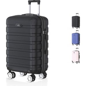 Voyagoux® REVELATION - Reiskoffer Large - 113L - Koffers - Reiskoffer met wielen - Zwart- TSA Slot