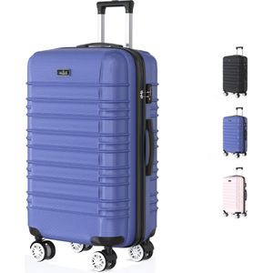 Voyagoux® AVALON - Reiskoffer Medium - 71L - Koffers - Reiskoffer met wielen - Blauw -TSA Slot