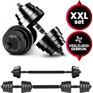 Viper Sports Verstelbare Dumbbell set tot 40 kg - Professionele 2-in-1 Halterset met Gewichten - Gebruiksvriendelijke Fitness Halterstang – Zwart