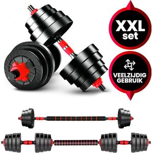 Viper Sports Verstelbare Dumbbell Set tot 40kg – Halterset – 2-in-1 Gewichten – Home Gym - Krachttraining – Rood