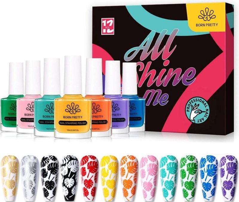 Born Pretty - Stempel Nagellak - 12 Stuks - Stempel Nagel Set - Wit en Zwart