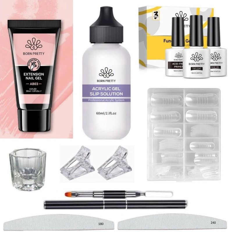 Born Pretty - Polygel Starters Kit - Polygel Nagels - 30 ml Polygel - 60 ml Polygel Vloeistof - 10 ml Primer