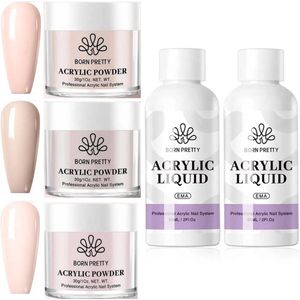 Born Pretty - Acrylpoeder set - Acrylpoeder - Acryl liquid - Acryl - Monomer - Acryl nagels starterspakket - Acrylpoeder transparant - Acrylpoeder wit - Acrylpoeder roze - Acrylic powder - Acrylic nail kit - Acryl set - Acryl vloeistof - Acryl poeder