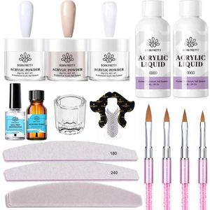 Born Pretty - Acrylpoeder set - Acrylpoeder - Acryl liquid - Acryl - Monomer - Acryl nagels starterspakket - Acrylpoeder transparant - Acrylpoeder wit - Acrylpoeder roze - Acrylic powder - Acrylic nail kit - Acryl set - Acryl vloeistof - Acryl poeder