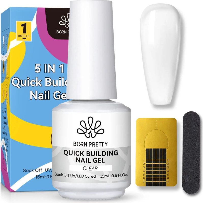 Nagellak - Biab Gel Set - 15ml - Inclusief Mini Vijl en 20 Nagelsjablonen