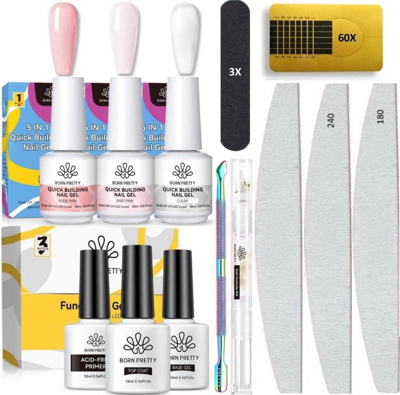 Born Pretty - Biab - Builder Gel - Biab Nagellak - Set met 3x 15 ml en Accessoires