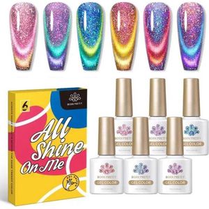 Born Pretty - 6 x 10 ml - Cat eye gellak - Cat eye nagellak - Cateye gellak - Cat eye - Cat eye gellak set - Gellak nagellak - Gellak set - Gellak Groen - Gellak Blauw - Gellak Roze - Gellak Paars - Gellak glitter - Gel nagellak - Gellak Glitter Set