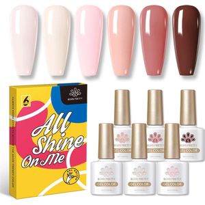 Born Pretty - 6 x 10 ml - Gellak set - Gellak nagellak - Gellak set kleuren - Gellak Roze - Gellak kleuren set - Gellak pink - Gellak Roze - Gellak - Gellak Nude kleuren - Gellak naturel - Gellak Nude Pink - Gellak Nude Set