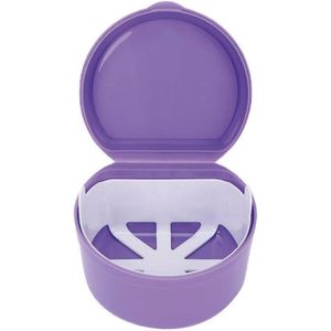 Gebitsbakje - Beugelbakje - Incl. Lekbakje - Paars - Voor - Beugel - Kunstgebit - Prothese - Beugelbakje - Beugeldoosje - Bakje