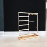 Sieradenhouder - Goudkleurig - Hout en Metaal - Oorbellenrekje - Display