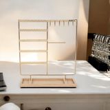 Sieradenhouder - Goudkleurig - Hout en Metaal - Oorbellenrekje - Display