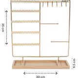 Sieradenhouder - Goudkleurig - Hout en Metaal - Oorbellenrekje - Display