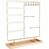 Sieradenhouder - Goudkleurig - Hout en Metaal - Oorbellenrekje - Display