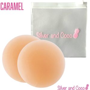 SilverAndCoco - Tepelplakkers - Getinte Huid - 2 stuks - 8cm