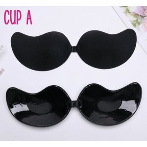 SilverAndCoco® - Push up Plak BH herbruikbaar / Zelfklevende Invisible bh met clipsluiting / Onzichtbare Siliconen Tepel bedekkers BH Pads Silicone Nipple cover Strapless boob lift - Zwart - Cup A