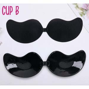 SilverAndCoco® - Push up Plak BH herbruikbaar / Zelfklevende Invisible bh met clipsluiting / Onzichtbare Siliconen Tepel bedekkers BH Pads Silicone Nipple cover Strapless boob lift - Zwart - Cup B
