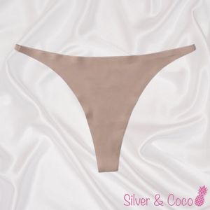 SilverAndCoco® - Naadloze String / Seamless Onderbroek Dames / Zacht Brazilian Slipje / Naadloos Stretch Ondergoed Vrouw / Nude Strings Dames Lingerie Broekje Slip - Camel / Small