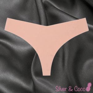 SilverAndCoco® - Naadloze String / Seamless Onderbroek Dames / Zacht Brazilian Slipje / Naadloos Stretch Ondergoed Vrouw / Strings Dames Lingerie Broekje Slip Nude - Peach / Medium / M