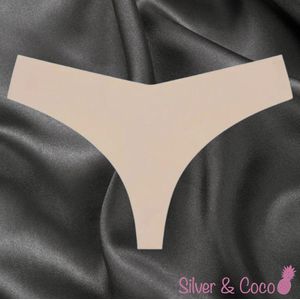 SilverAndCoco® - Naadloze String / Seamless Onderbroek Dames / Zacht Brazilian Slipje / Naadloos Stretch Ondergoed Vrouw / Strings Dames Lingerie Broekje Slip Nude - Beige / Small / S