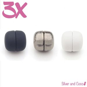 SilverAndCoco® - Hijab Magneten | Magneet voor Hoofddoek - Zwart / Donker Zilver / Wit (3 stuks) + opberg tasje