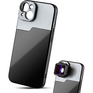 MOJOGEAR 17mm lens case voor iPhone 13 – Schroefdraad voor macrolens, telelens, anamorphic lens of DOF-adapter – Stevig hoesje – Zwart/Grijs