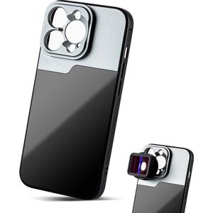 MOJOGEAR 17mm lens case voor iPhone 13 Pro Max – Schroefdraad voor macrolens, telelens, anamorphic lens of DOF-adapter – Stevig hoesje – Zwart/Grijs