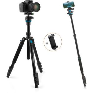 MOJOGEAR - Swift Fotostatief - Zwart/Blauw - Inclusief Telefoonhouder