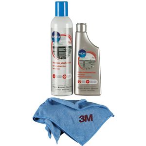 WPRO - RVS Reinigingsset - RVS - 250 ml RVS reiniger - 400 ml RVS polierspray - Microvezeldoek
