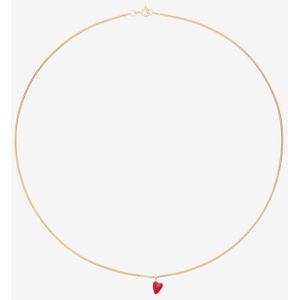 Anna+Nina - Heart Beat - Ketting - Gold Plated - Rood Geëmailleerd Hartje