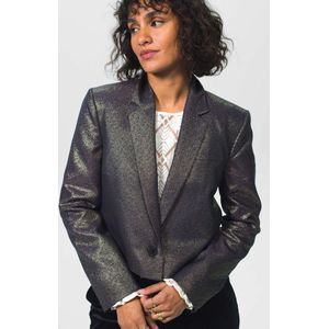 Sissy-Boy - Cropped Blazer - Gouden Metallic - 86% Polyester, 9% Viscose, 5% Metallic Garen