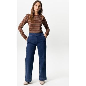 Sissy-Boy - Donkerblauwe wide leg denim broek met rits