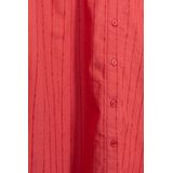 Shirtjurken - Rood - Katoen - Midi Lengte - Doorknoopsluiting - Strikceintuur