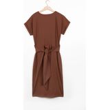 Sissy-Boy - Donkerbruine Wikkeljurk - Jersey - Korte Mouwen - Ronde Hals