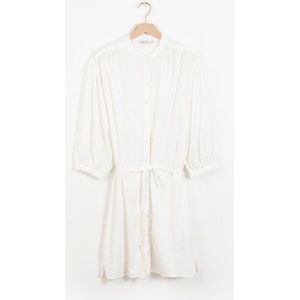 Shirtjurk - Wit - Katoen - Midi Lengte - Ronde Hals - Doorknoopsluiting