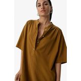 Sissy-Boy - Midi Jurk - Goudbruin - Wijde Fit - Katoen