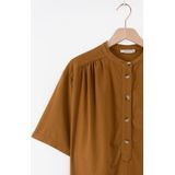 Sissy-Boy - Midi Jurk - Goudbruin - Wijde Fit - Katoen
