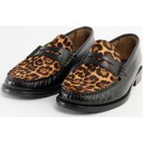Sissy-Boy - Zwarte Leren Loafer - Leopard Print - 100% Leer